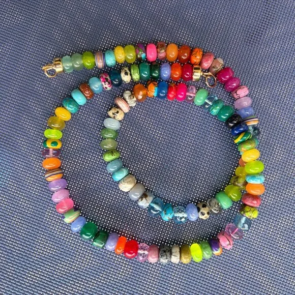 Stunning Lynn Rachel Rose Wild Peacock gemstone necklace with 14 K hardware, 23" - Picture 3 of 7